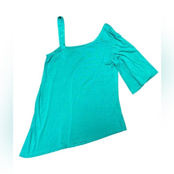Ella Moss Small One Shoulder Sleeve Teal Top - Picture 2 of 3